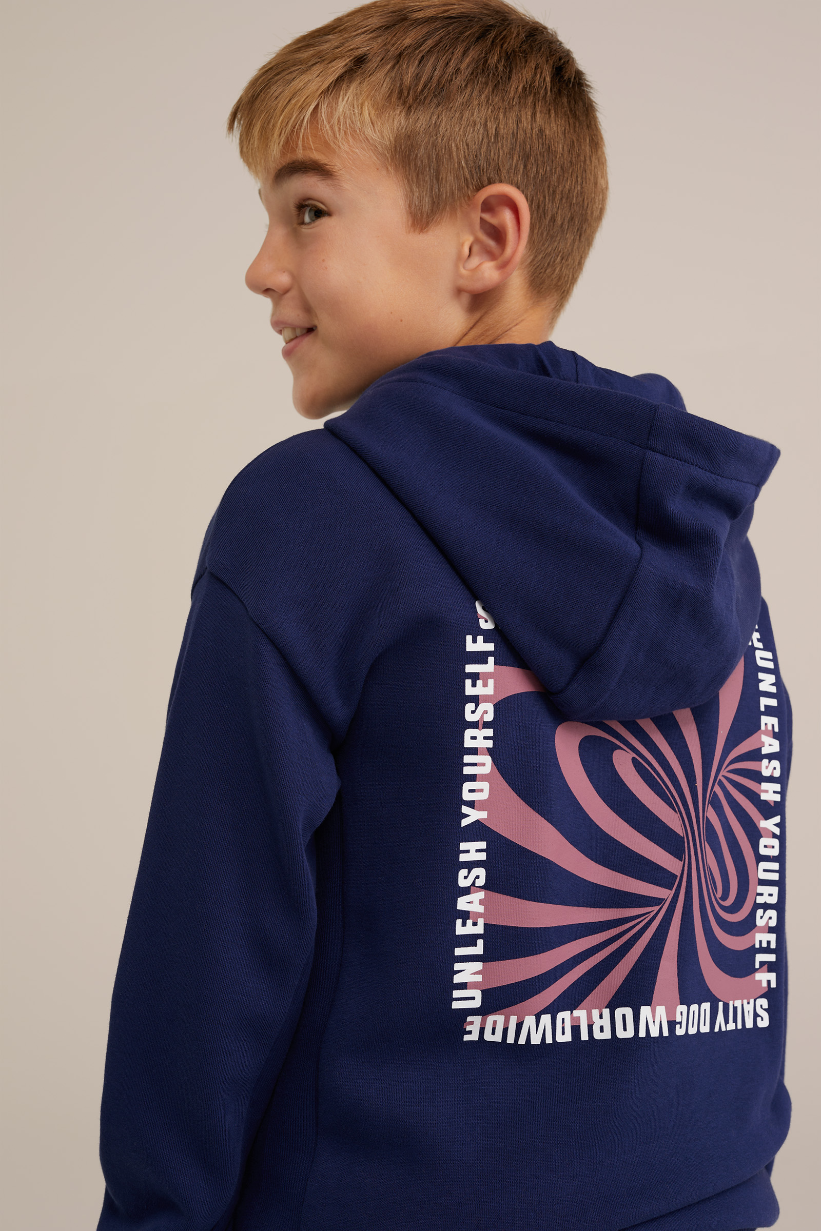 Jongens hoodie met opdruk Salty Dog Donkerblauw
