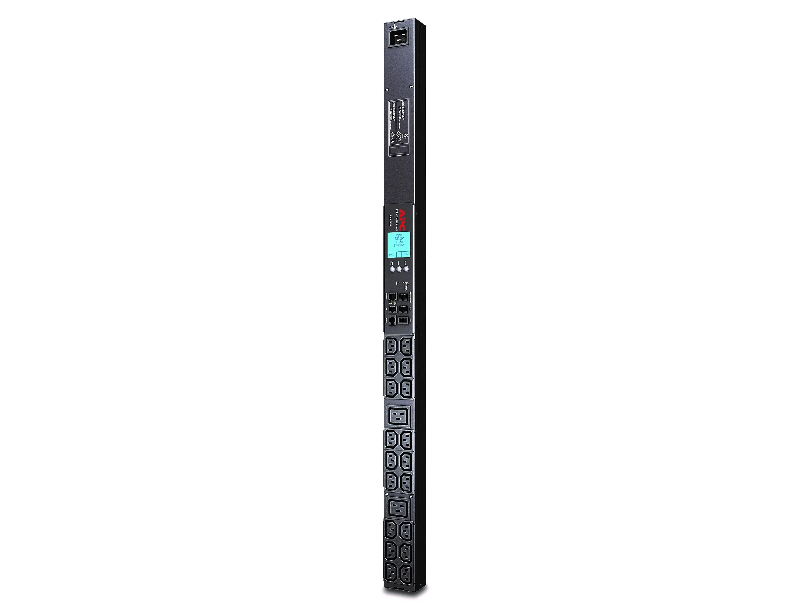 APC Metered Rack PDU - Strømfordelingsenhed (rackversion) - AC 200/208/230 V - RS-232 - input: IEC 60320 C20 - output-stikforbindelser: 20 (power IEC 60320 C13, IEC 60320 C19) - sort - for P/N: AR3106SP, SMX1000C, SMX1500RM2UC, SMX1500RM2UCNC, SMX750
