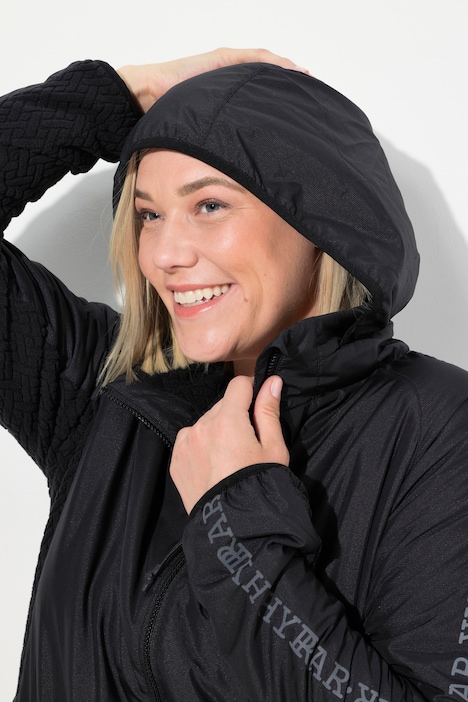 Funktionsjacke, Stehkragen, Kapuze, 2-Wege-Zipper