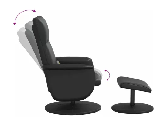 Fauteuil inclinable de massage avec repose-pied noir similicuir