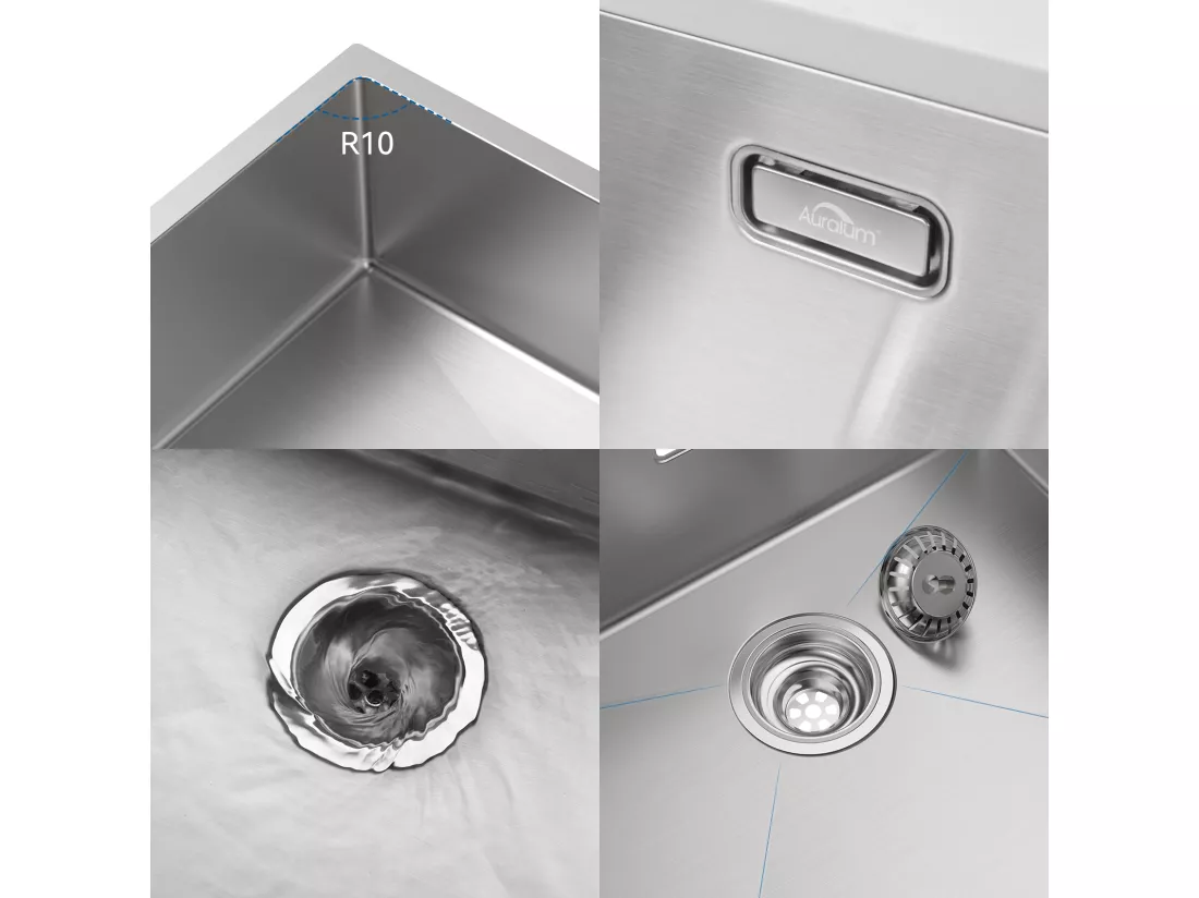 AURALUM MAX Evier Cuisine-Evier Cuisine 1 Bac Inox,55*44*19CM- Evier Solide & Facile à Nettoyer pour Installation à Encastrer, à Fleur ou Sous-Plan