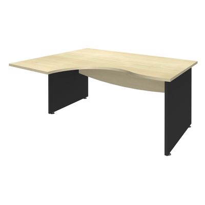 Bureau compact à gauche DUAL - L180 cm - Pieds Anthracite - plateau imitation Erable (Pieds de renfort ou caisson bout de bureau obligatoire à rajouter - non inclus)