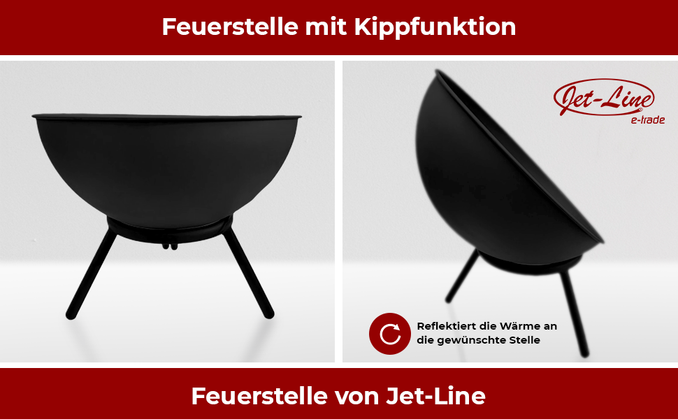 Jet-Line Feuerschale NAVARO schwarz lackiert Feuerstelle Feuerkorb