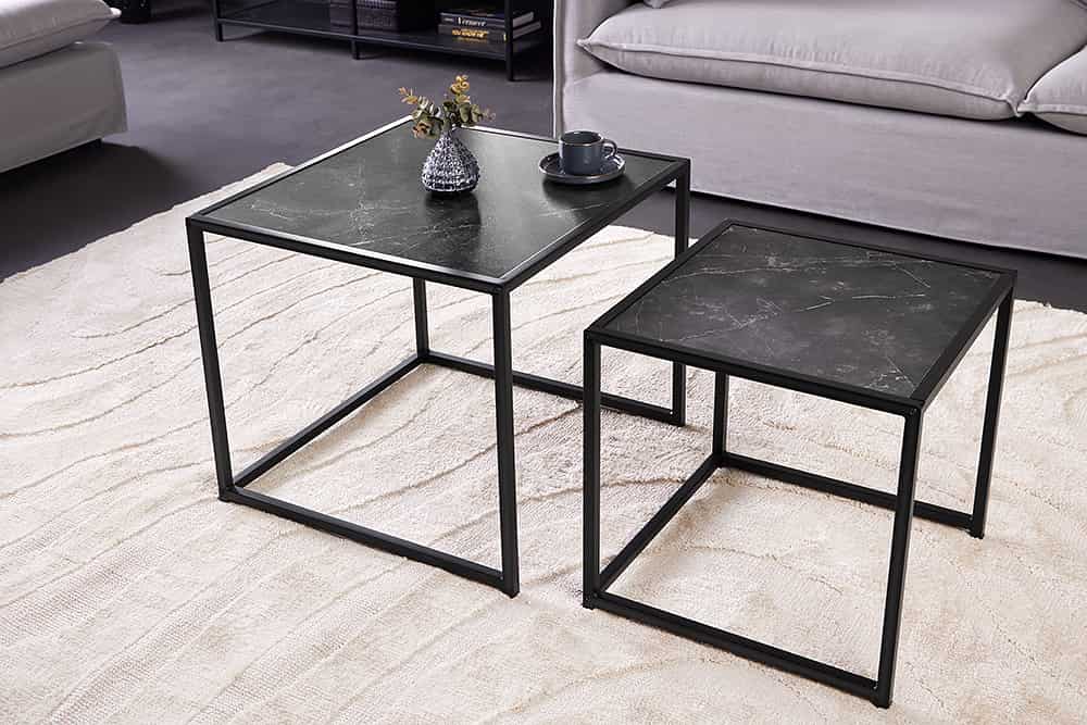 2er Set Beistelltische SLIM LINE 50cm graphit Metall Couchtische