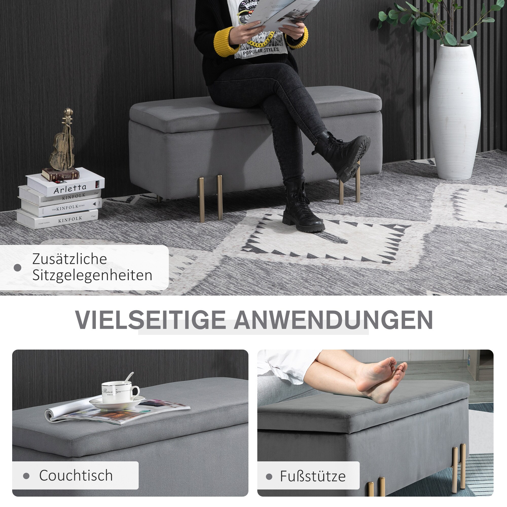 HOMCOM Sitzbank im elegantem Design 100 x 40 x 42 cm (BxTxH)