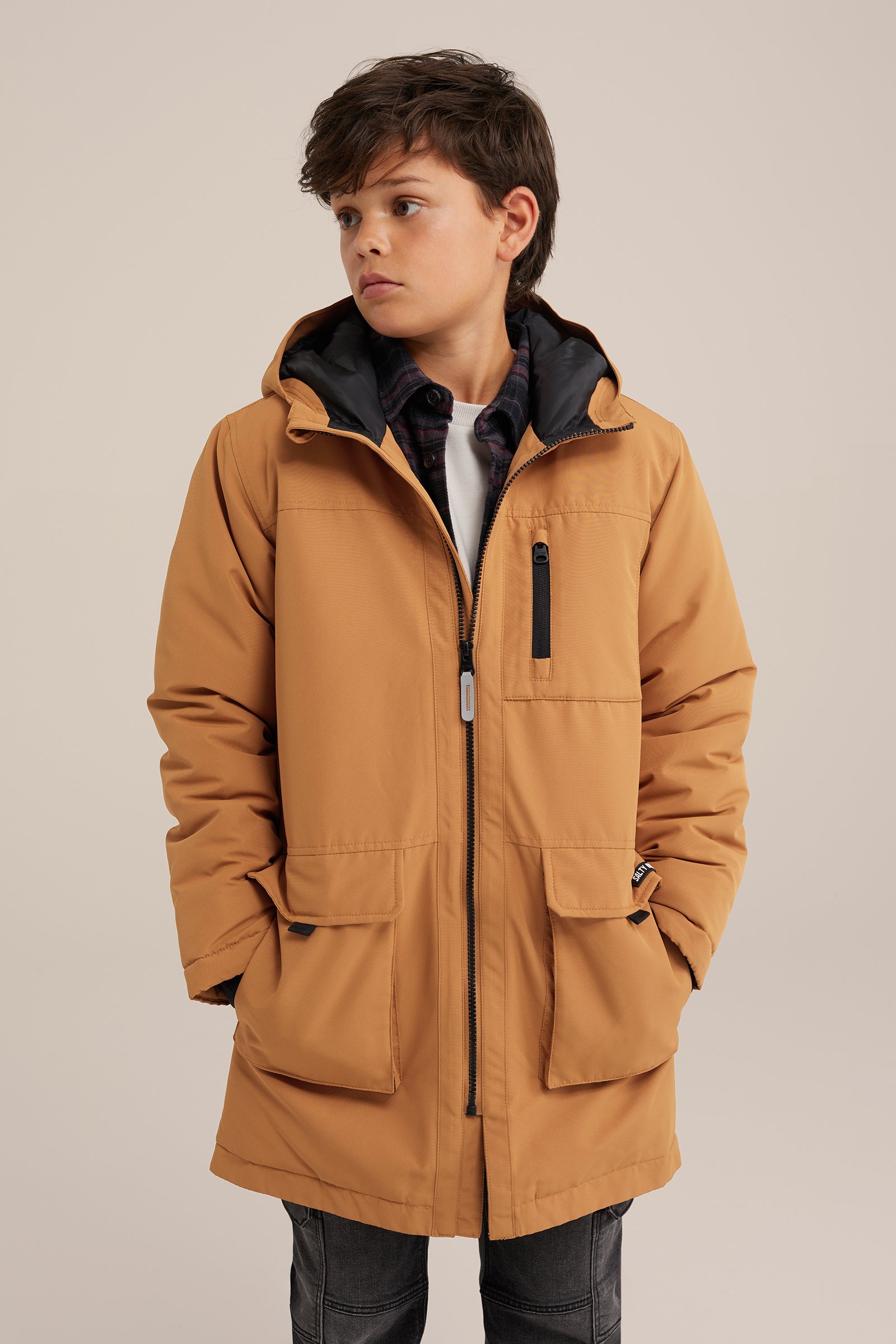 Jongens gewatteerde parka Salty Dog Okergeel
