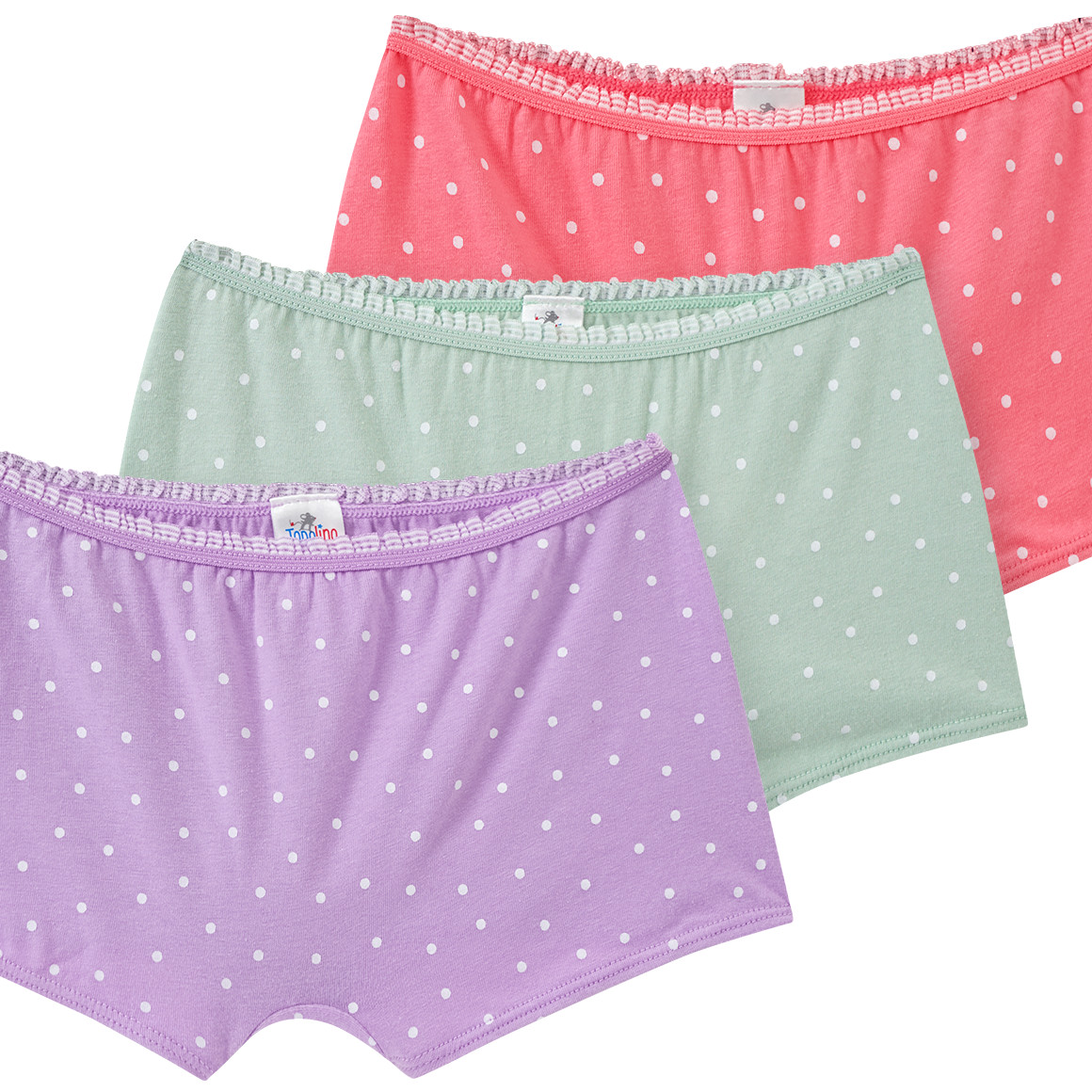 Topolino 3 Mädchen Pantys mit weißen Punkten pink / lila / hellgrün