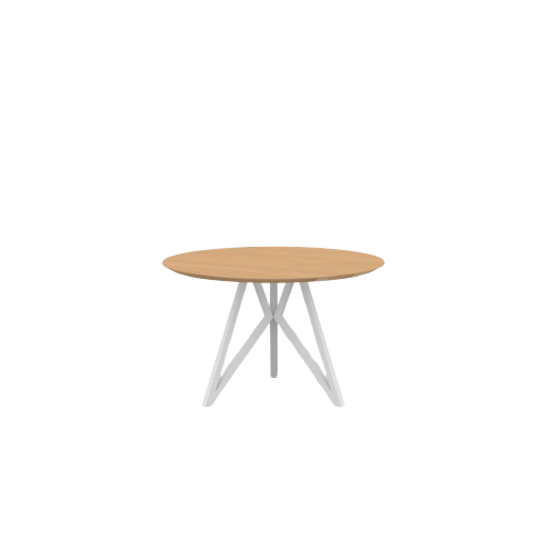 Studio HENK tafel Butterfly Rond Tripod - wit frame, hardwax light 3041 ⌀120 | HWO NL 3041 | Verjongde Rand | Frame Wit