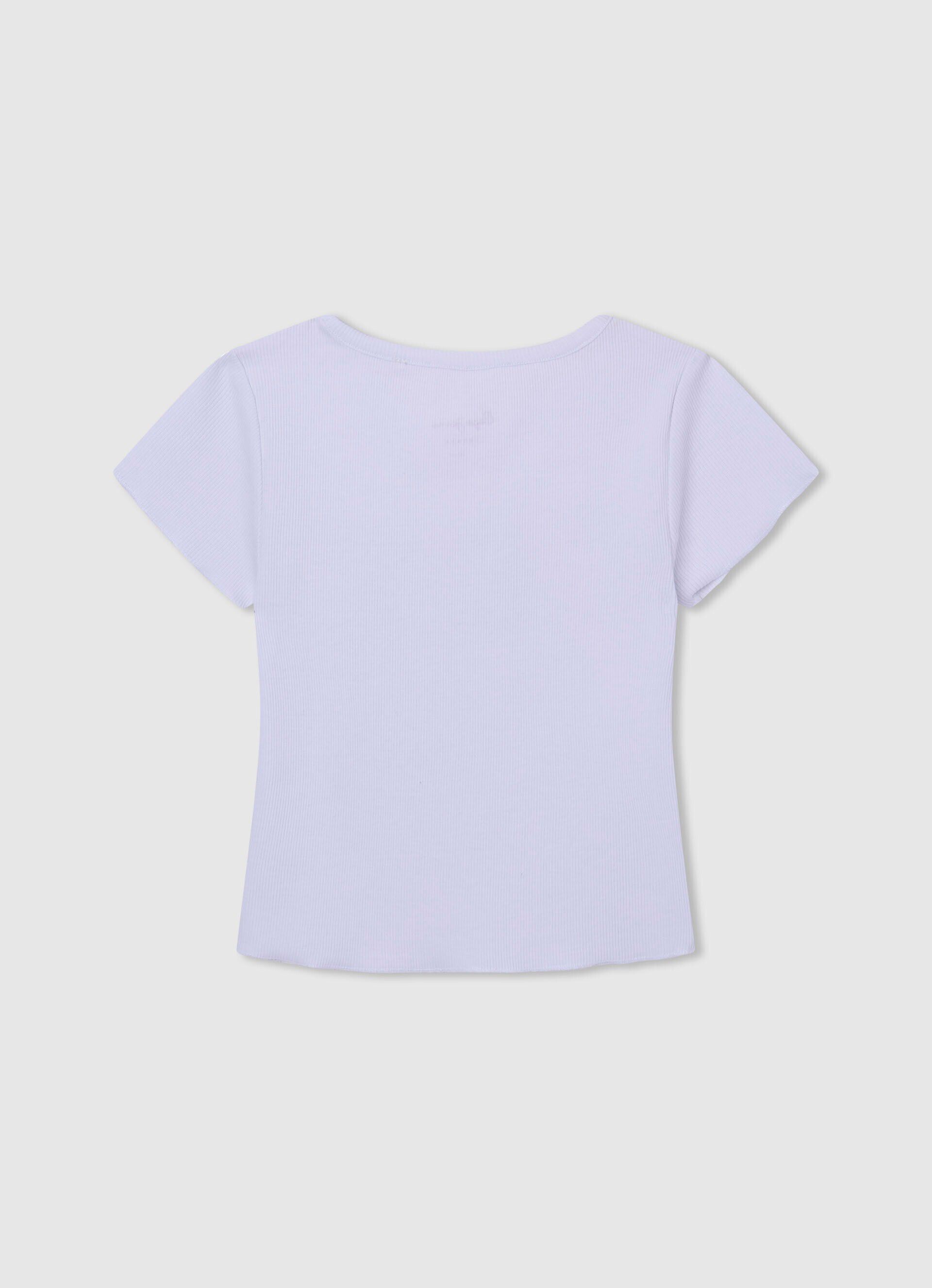 Camiseta de algodão canelada - branca