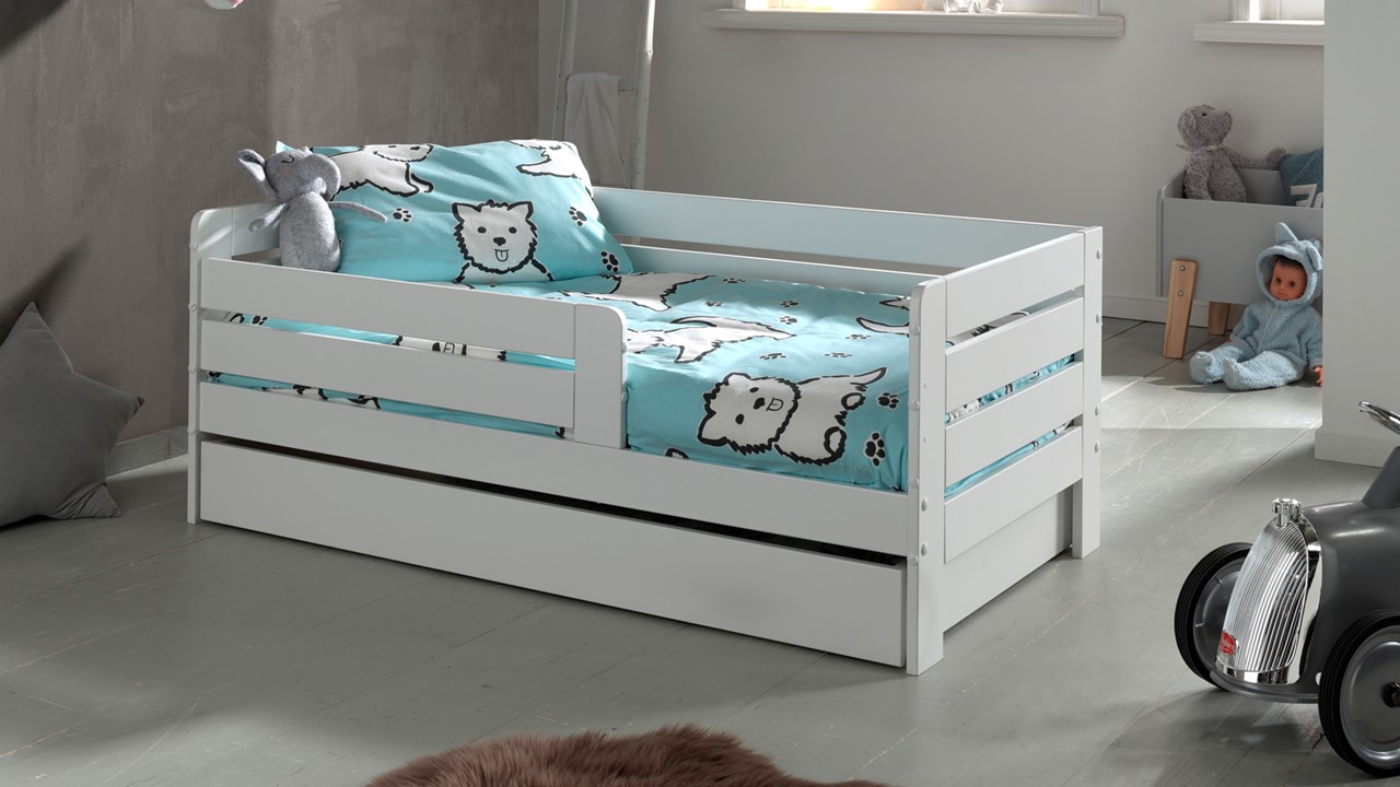 Peuterbed Toddler 71 met bedlade wit