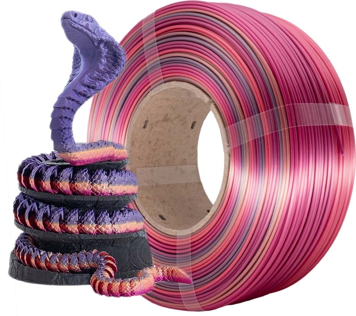 AzureFilm  PLA Silk Rainbow Refill Candy, 1,75 mm / 1000 g    PLA-Material mit Farbverläufen & seidigem Finish in Candy, ohne Spule