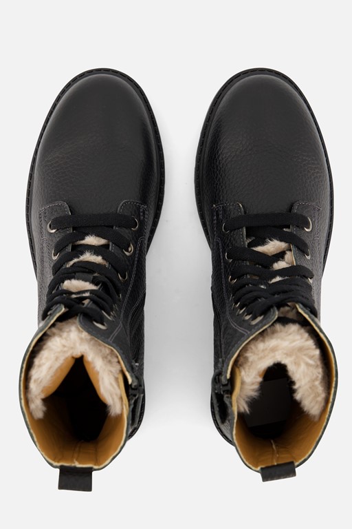 Muyters Veterboots Fur zwart Leer