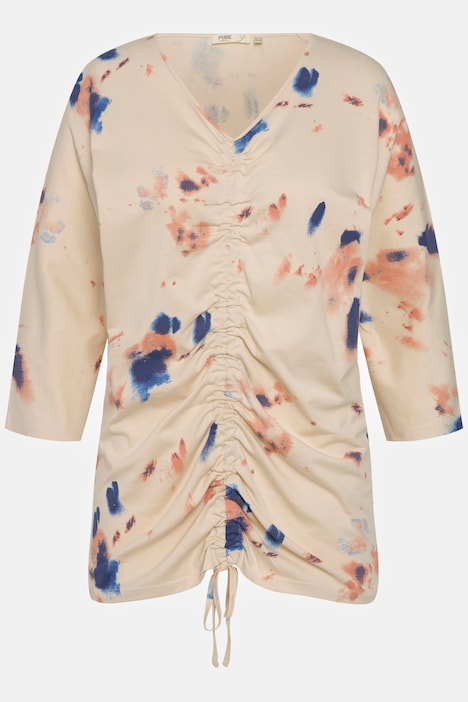 Shirt, Bindeband, V-Ausschnitt, 3/4-Arm, Biobaumwolle