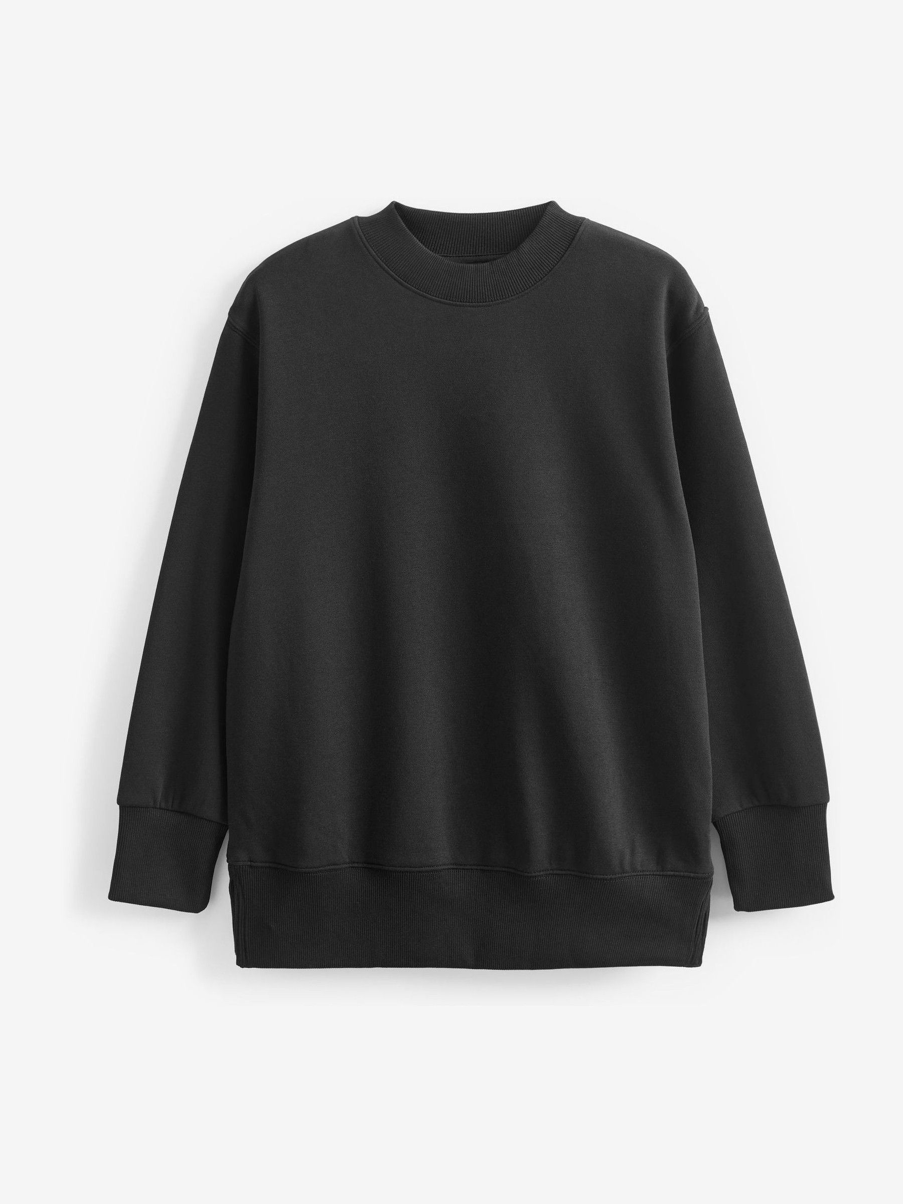 Zwart - Essentials sweatshirt met relaxte pasvorm, lange snit en zakken