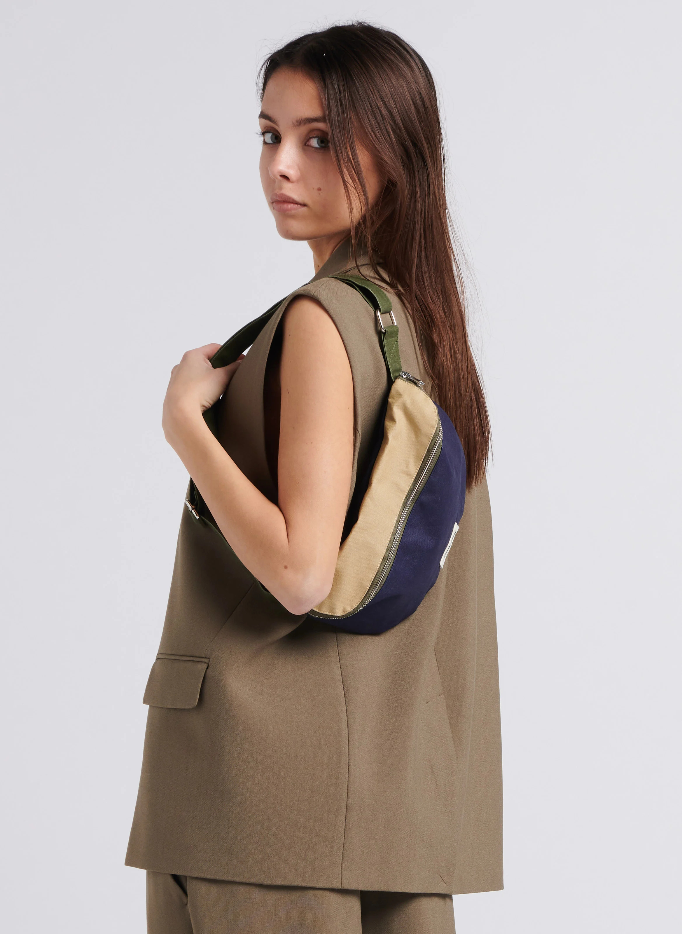 CUSTINE - Sac banane en coton recyclé imprimé | Bleu