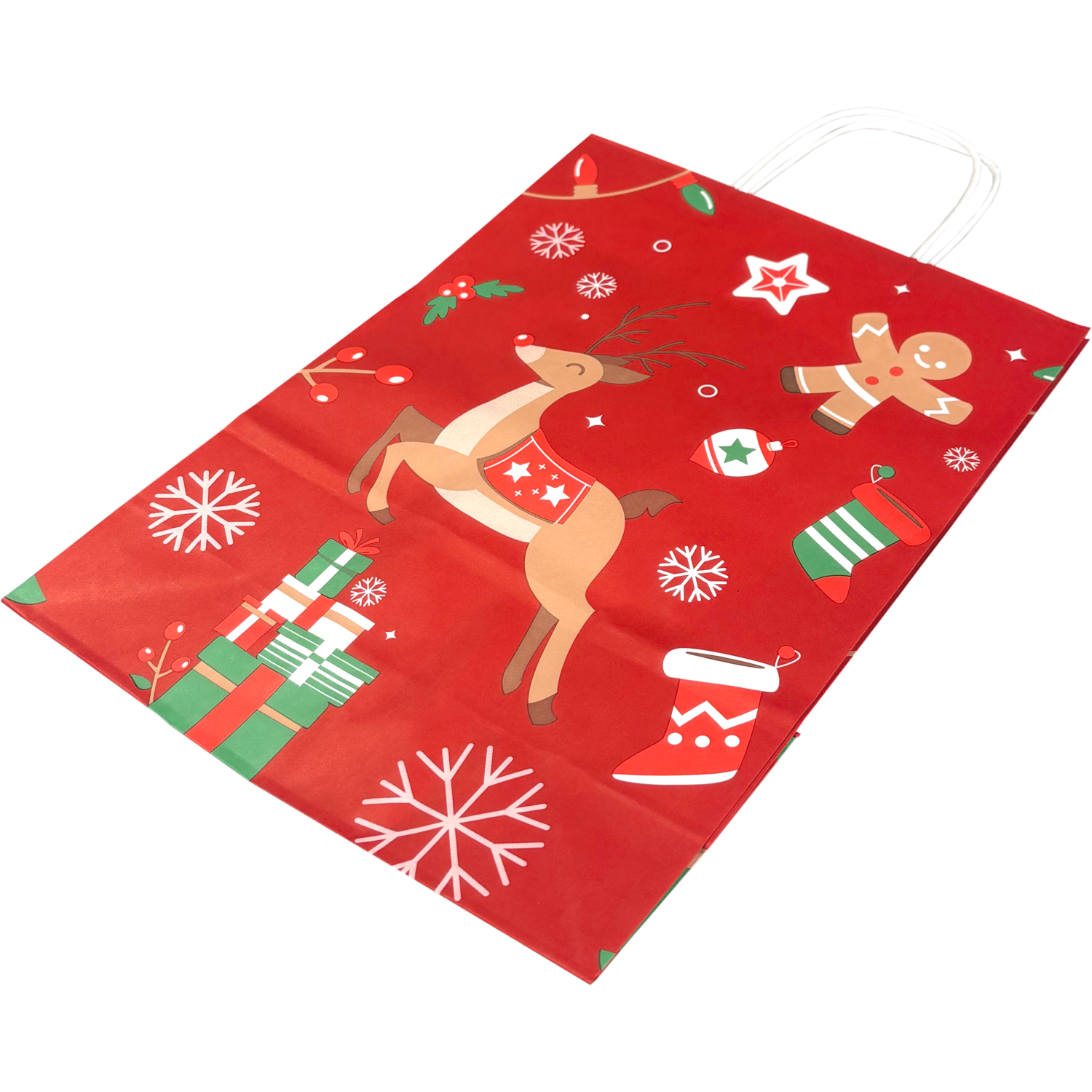 Tas, Hert, Papier, gedraaid papieren koord, 22x 10x31cm, draagtas, rood
