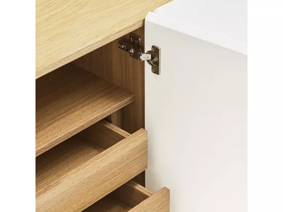Arista - Buffet en bois 4 portes 3 tiroirs L165cm : Couleur - Blanc