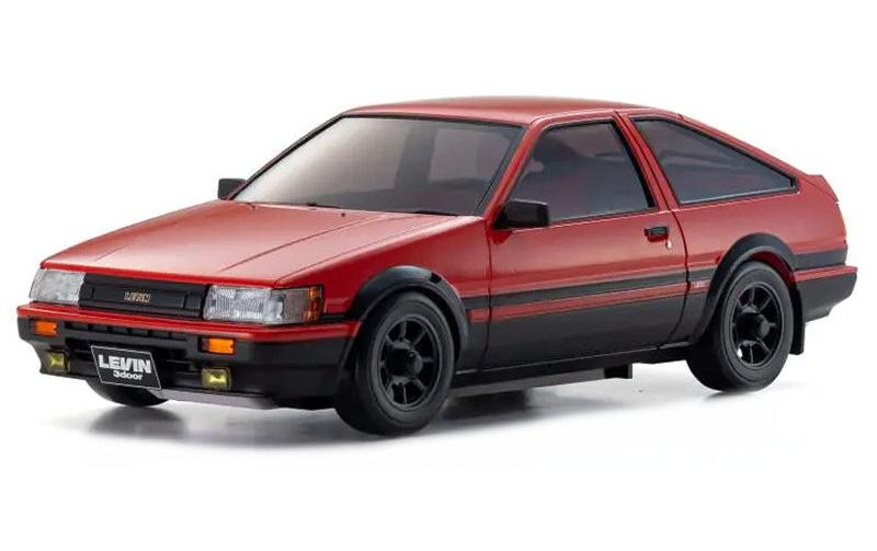 Toyota Corolla Levin AE86 ASC MA-020, Rot, 1:27Autoscale Mini-Z Karosserie mit Display-Chassis