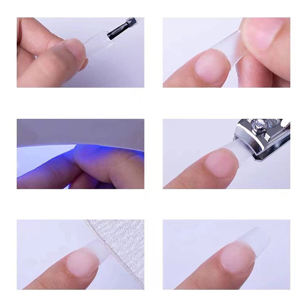 (120er Set) Mandel Kunstnägel Full Cover Press On Nails Fake Nail Tips für die Maniküre 6 Grössen - Transparent