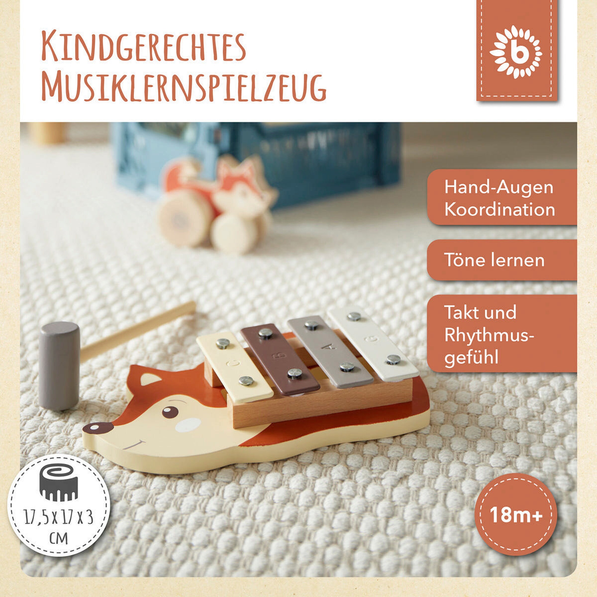 Bieco Xylophon Fuchs - ab 12 Monate Braun