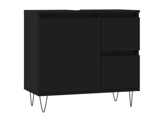 Armoire de salle de bain noir 65x33x60 cm bois d'ingénierie