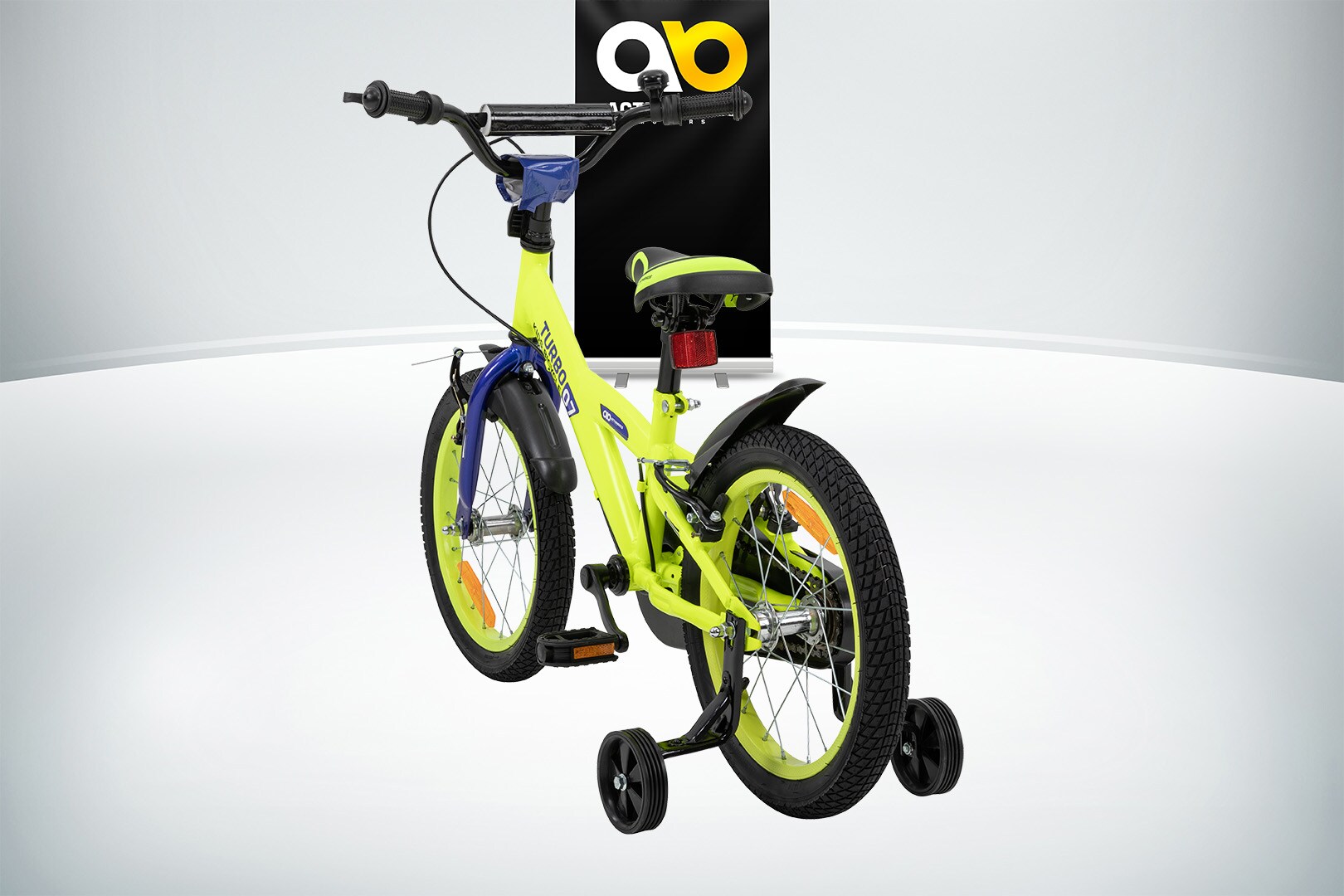Actionbikes Kinderfahrrad Turbo 16 Zoll, Stützräder, V-Brake-Bremsen, Lenker-/Kettenschutz, Klingel