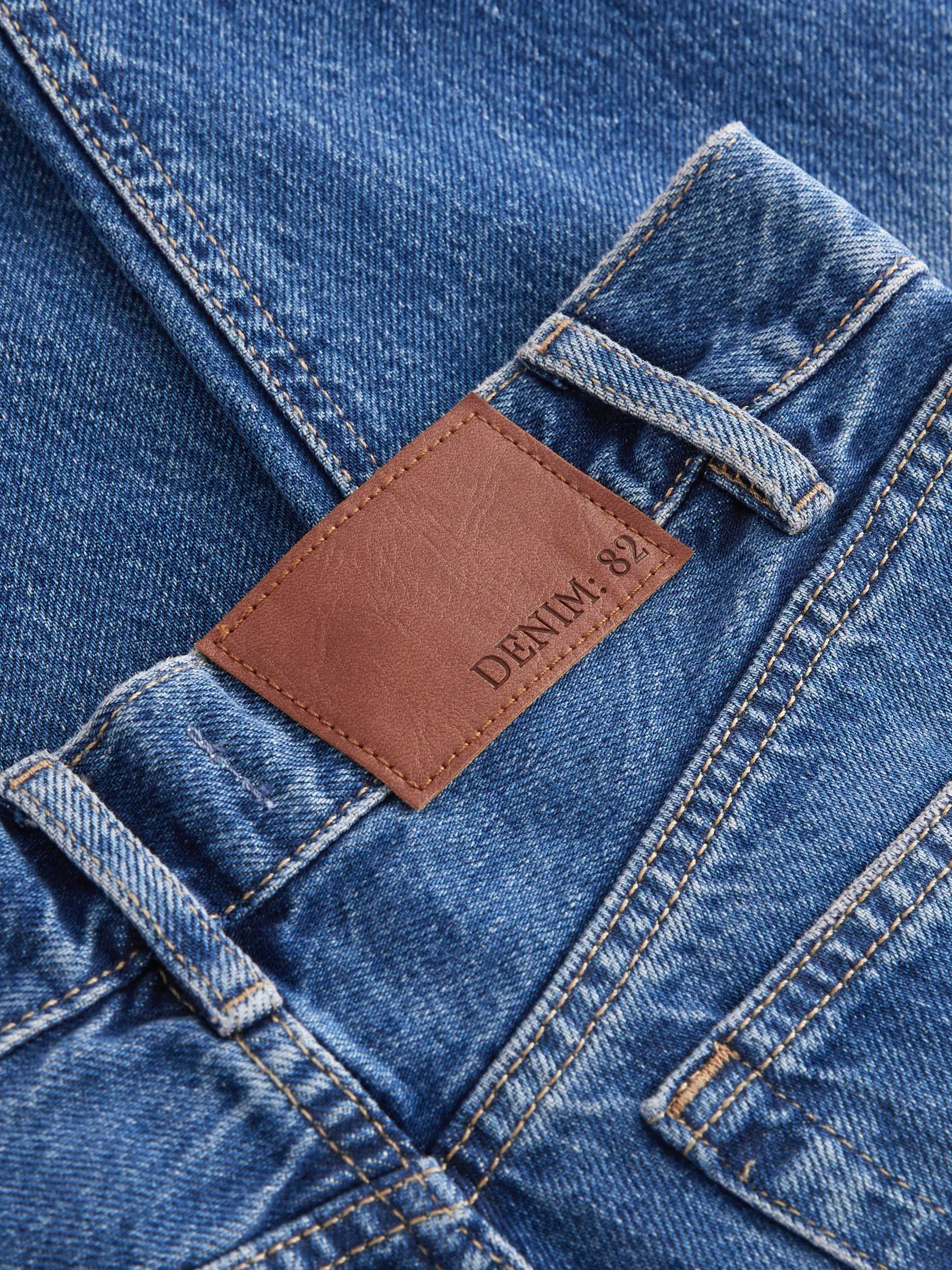 Donkerblauw - 100% katoenen mom jeans met rechte pijpen