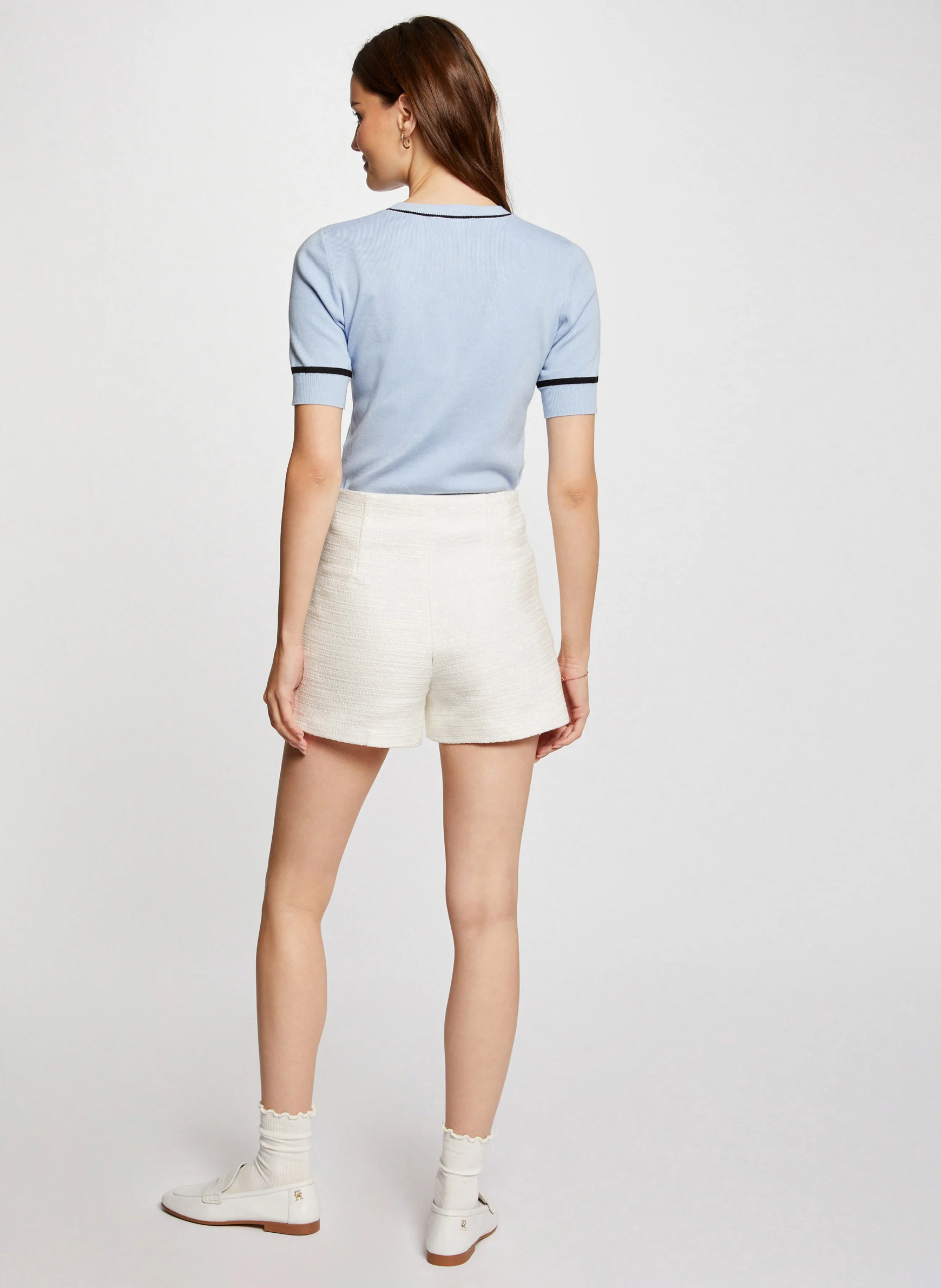 SHIDOLA - Short taille haute en coton mélangé | Blanc