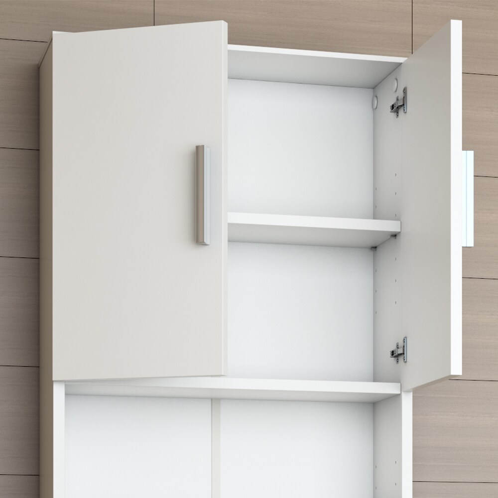 VICCO Waschmaschinenschrank 190 x 64 cm Weiß - Badregal Regal Hochschrank für Waschmaschine Trockner
