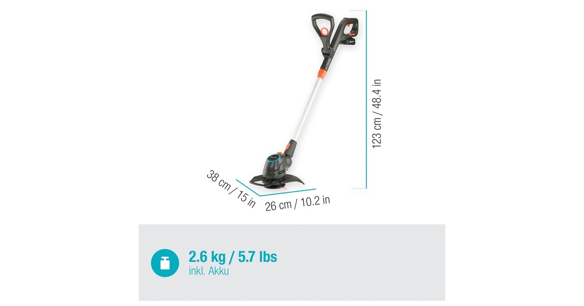 GARDENAComfortCut 23/18V P4A set grastrimmer  (Grijs/oranje, 14701-20, Accu inbegrepen)