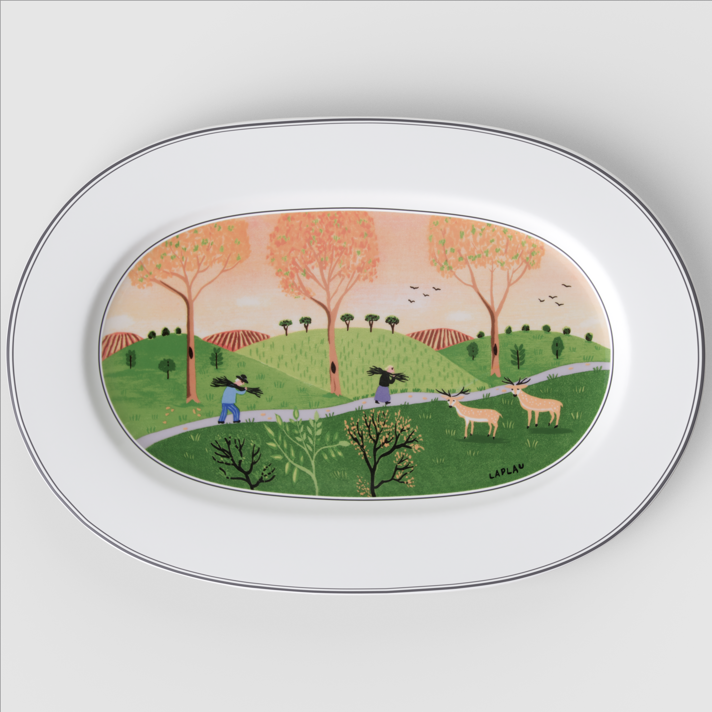 Design Naif Serving tray Multi-colored, 13.5'' x 5.4'', Premium Porcelain