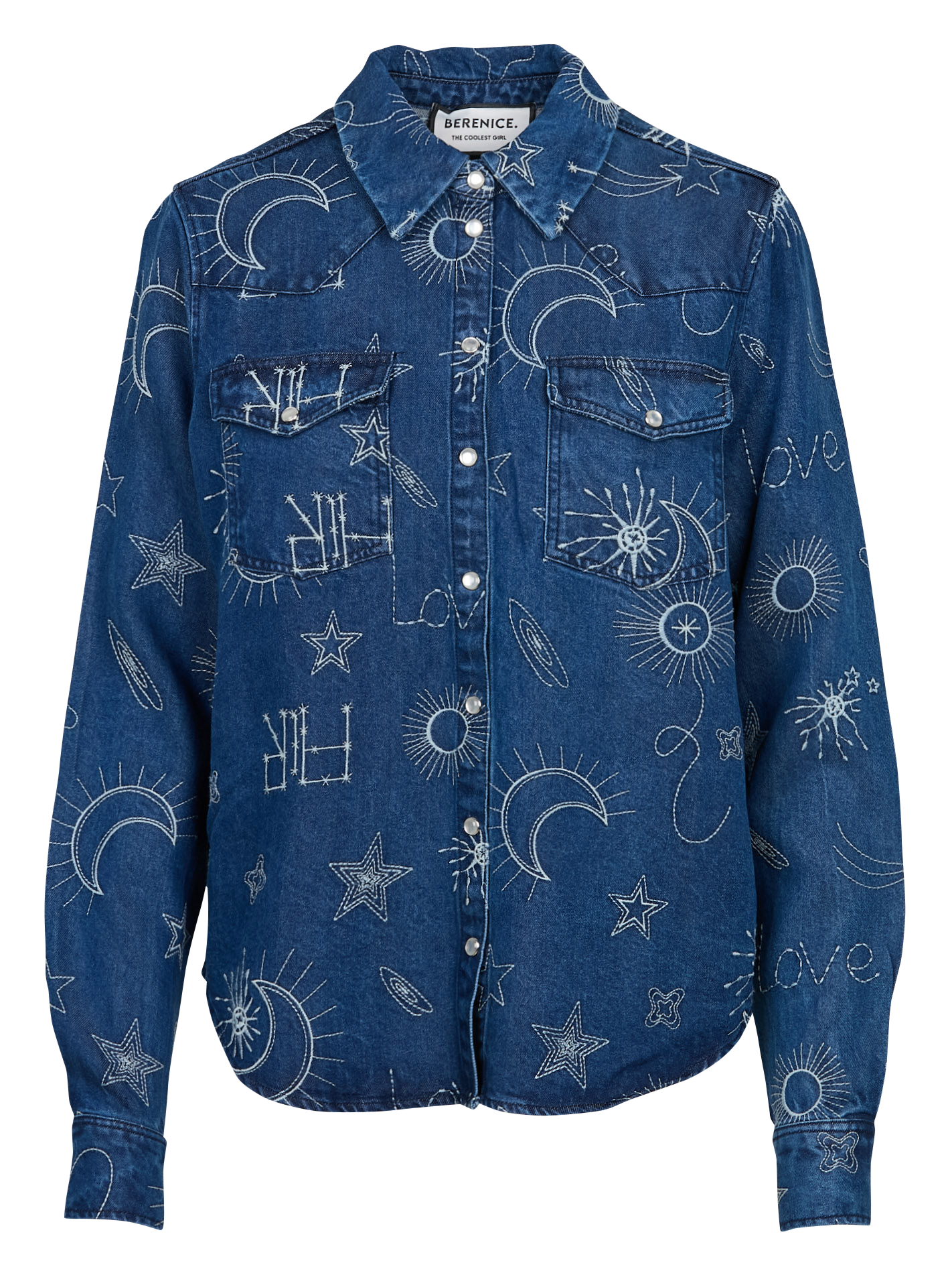 CABANA - Chemise col classique droite en denim | Bleu