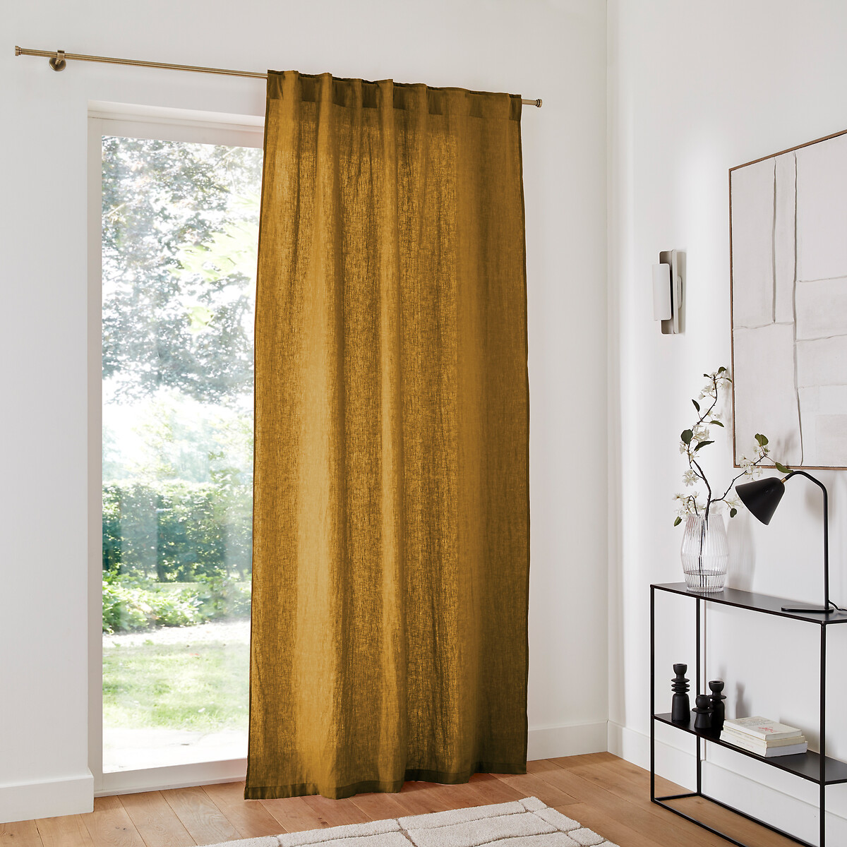 LA REDOUTE INTERIEURS<br>Cortina de linho lavado com laços ocultos Onega
