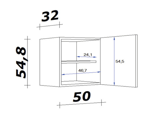 Flex Well wandkast Lucca BxDxH 50 x 32 x 55 cm wit mat gedemonteerd scharnier omkeerbaar (links of rechts te monteren)