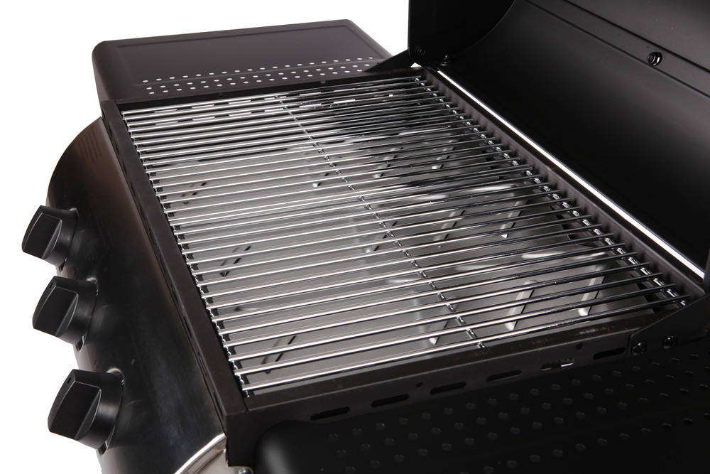 Lofoten - barbecue extérieur au gaz 3 brûleurs - puissance 8,4 kw - capot de fermeture avec thermomètre - 2 grilles en acier chromé,