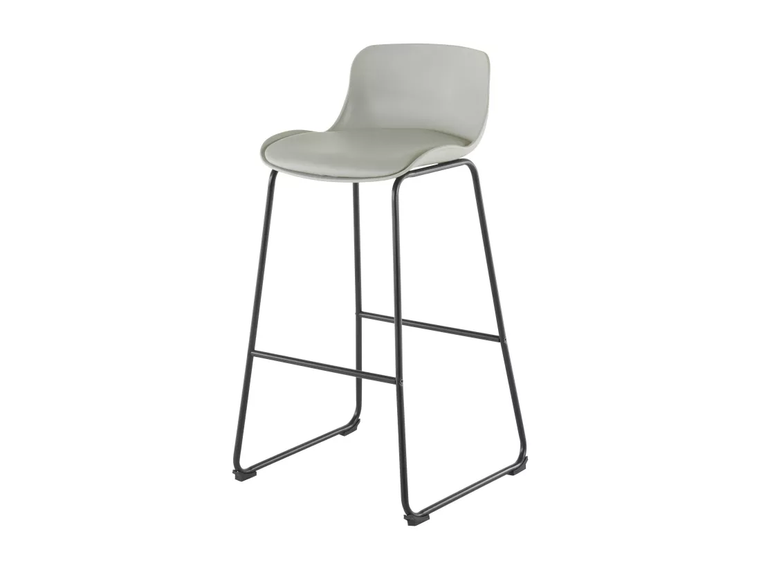 Jasmin | Lot de 2 tabourets de bar rembourrés en PU gris clair