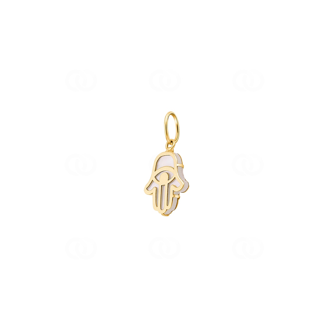 Anhänger 750/18 K Gelbgold Fatimas Hand mit Perlmutt