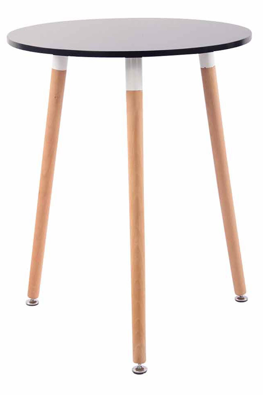 CLP Retro-Design Küchentisch AMALIE mit 3 Holzbeinen I hochwertige Materialen I rund Ø 60 cm I Tischhöhe 75 cm