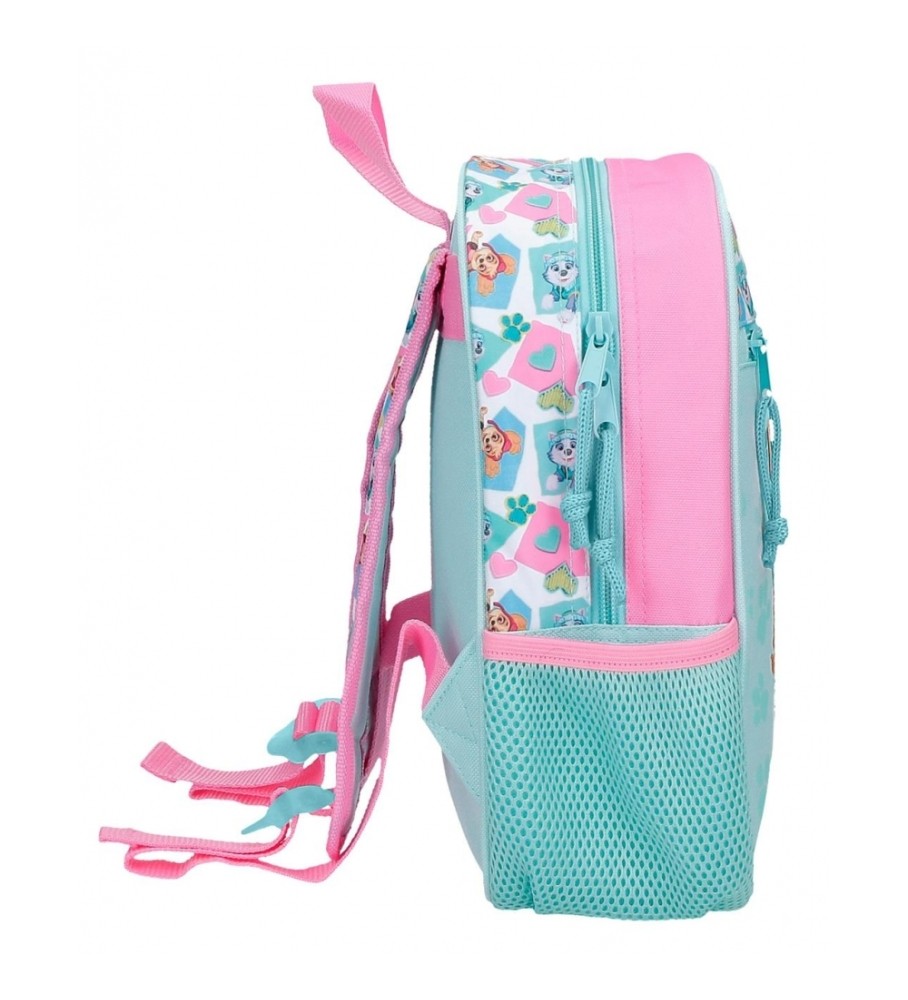 Mochila pré-escolar Joumma Bags Paw Patrol Friendship Fun, 28 cm, adaptável a carrinho, turquesa.
