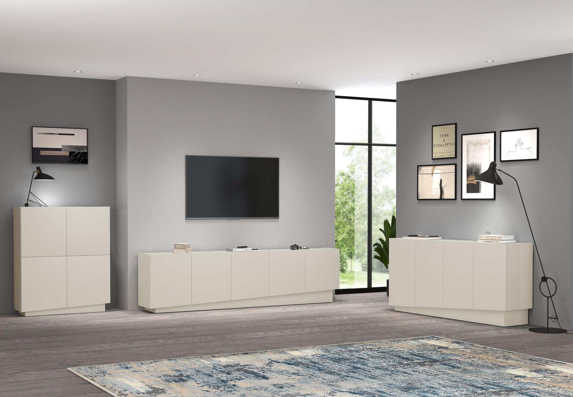 INOSIGN Highboard »VELA, Highboard, Höhe 120 cm,Design mit schrägen Türen« 1 Stk. tlg. Made in Italy, Masse-B/T/H: 100x35x120,hohes Sideboard,Anrichte,Kommode