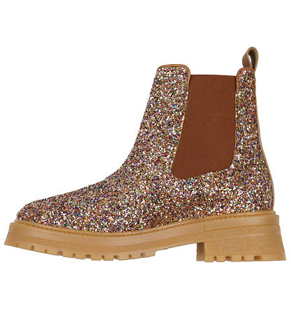 Angulus Støvler - Chelsea - Multi Glitter/Tan/Cognac