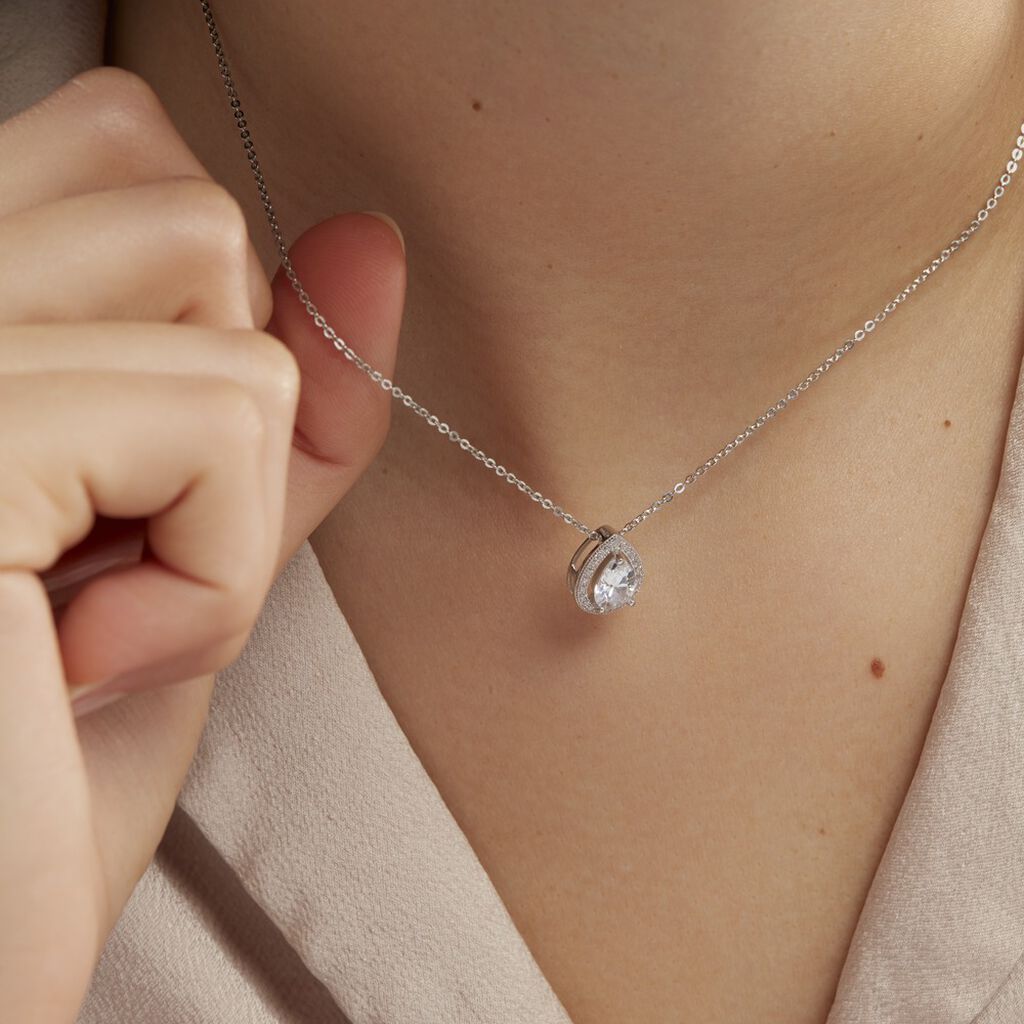 Collier Pilar Argent Blanc Oxyde De Zirconium
