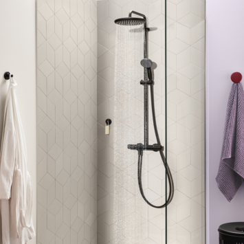 Grohe regendoucheset Quickfix Vitalio Start met handdouche en thermostaatkraan 2 standen zwart