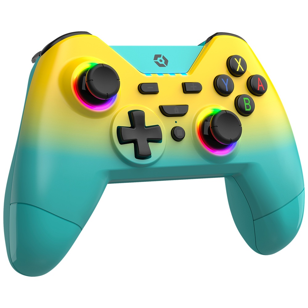 Gioteck WX4+ Kabelloser RGB-Controller für Switch und PC – Gelb/Türkis