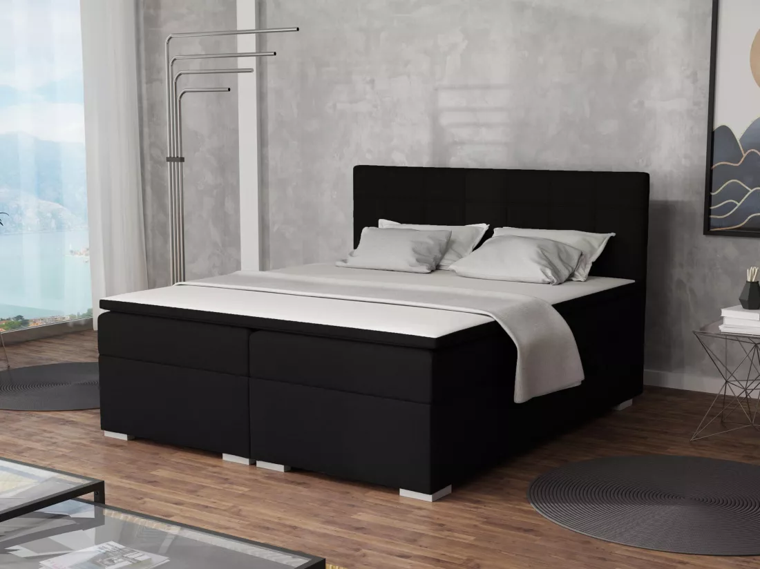 LIT BOXSPRING avec rangements pour la literie Torland, 160x200 cm, Jasmine 100 (Noir)