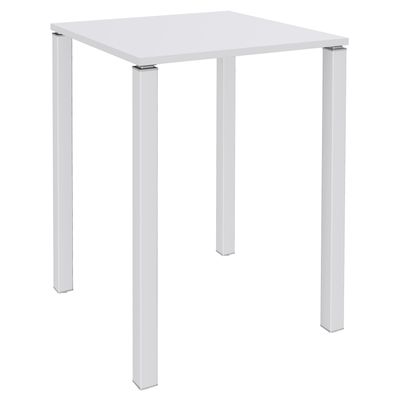 Table Lounge 4 pieds - L80xH105xP80 cm - Pied blanc - plateau blanc perle