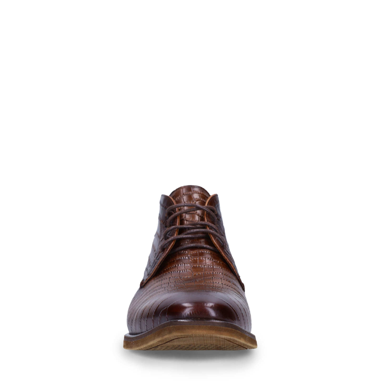 Bruine leren croco veterschoenen