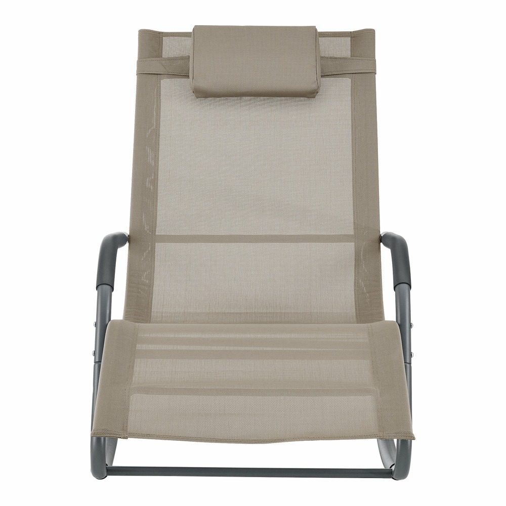 Bain de soleil à bascule acier textile 147 x 63 x 89 cm beige