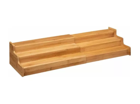 Rack à épices extensible 3 étages en bambou - Beige - L 32,5 cm