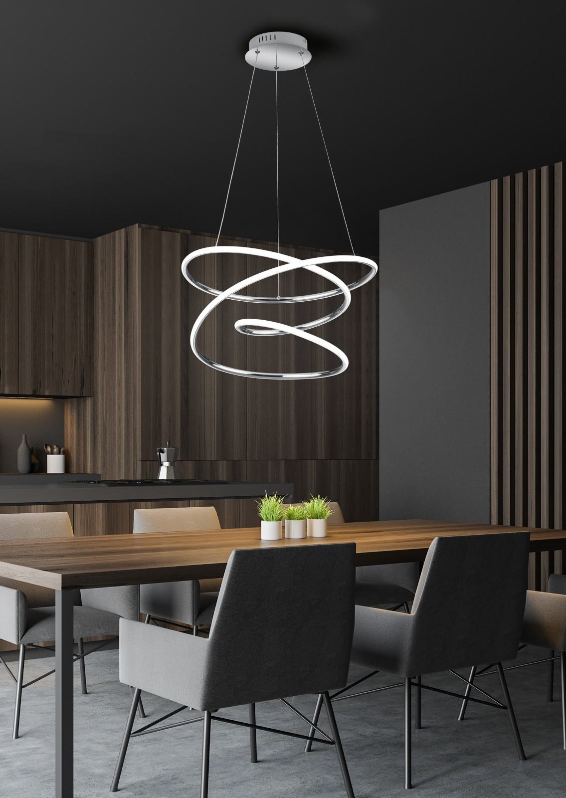 LED-Pendelleuchte - Chrom - 50 cm
